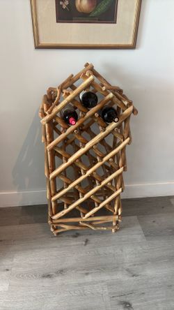 Wooden Wine Rack +  (3) Glasses