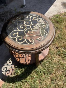 Vintage Round Wood End Table