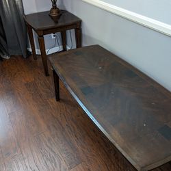 Two Wood End Tables And Matching Coffee Table