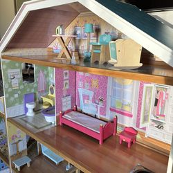 Wooden Doll House, all furniture pieces included