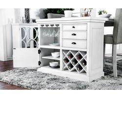 OBO! White Dining Table with built in drawers shelving and wine glass racks