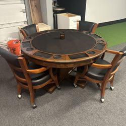 Poker Table / Bumper Pool Table And Chairs 