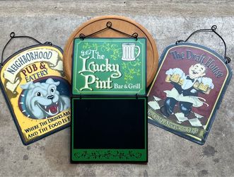 bar-themed hanging wall signs