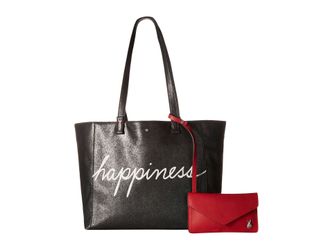 ED Ellen DeGeneres Lyon Tote Dark Silver with Messaging