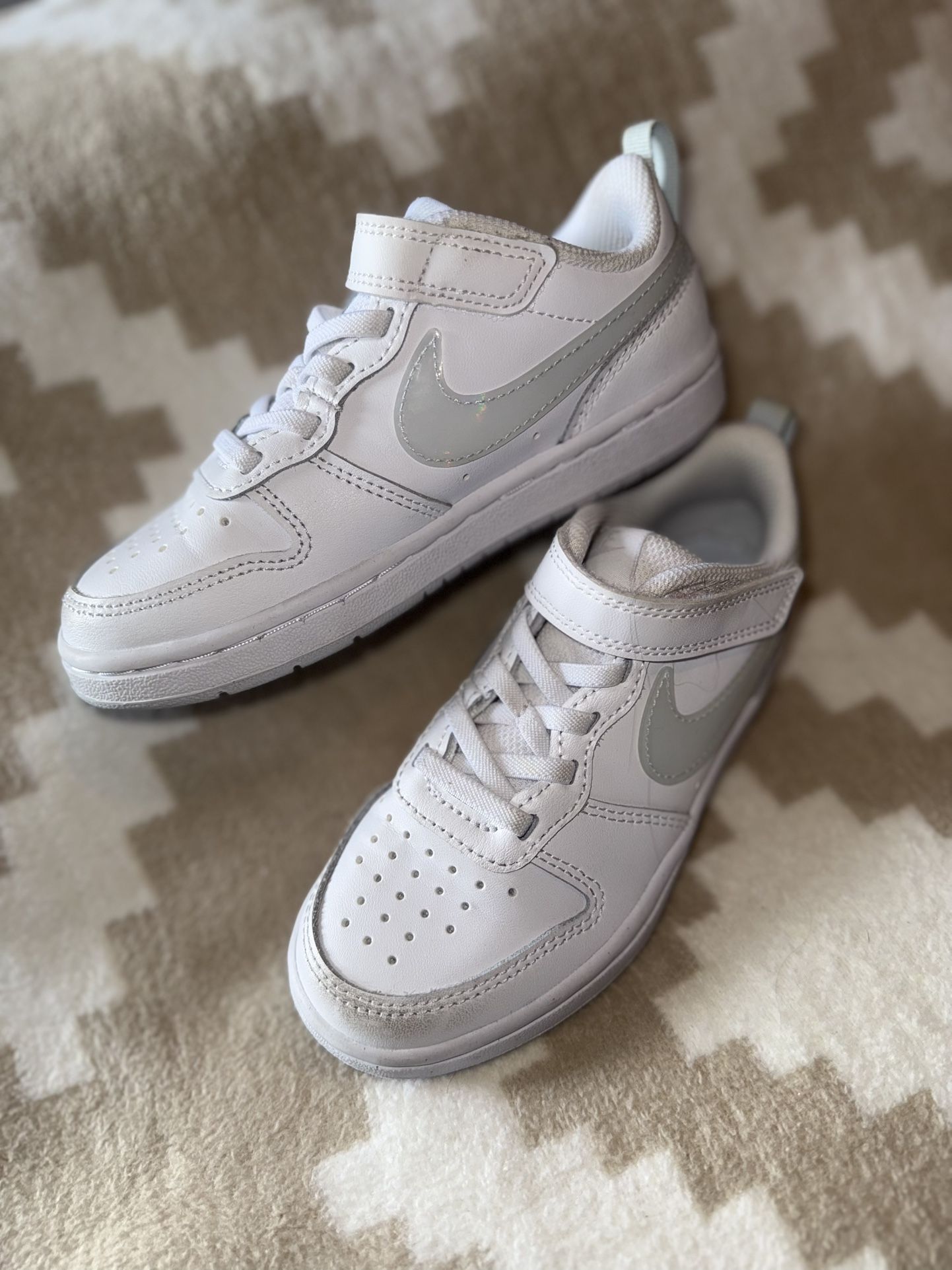 Nike Court Borough Low 2 Boys' White Lace-Up With Strap Size 12c