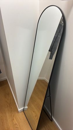 Full-Length Arched Floor Mirror Black Frame