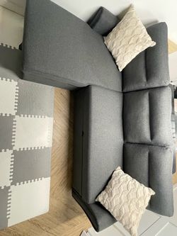 Gray Fabric L-Shaped Sectional Sofa