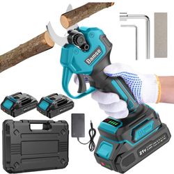 Electric Pruning Shears Brushless, Bamse Cordless Pruner Shears with 2 Batteries 2.0Ah, LCD Display Electric Pruner, for Branch, Fruit Plucking and Tr