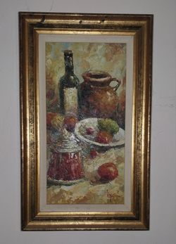 Original signed oil , still life painting by Axel