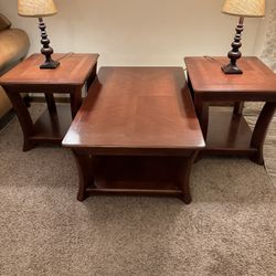 Very Heavy Coffee Table And 2 End Tables Lamps Come With Free With The Tables 