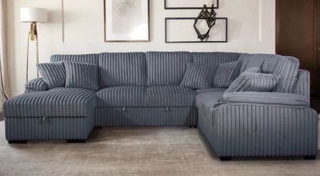 Cloud soft gray luxury sectional sofa couch with storage