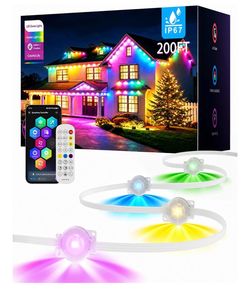 200FT Permanent Outdoor Lights for House, Smart RGB Color Changing Eaves Lights, App & Remote