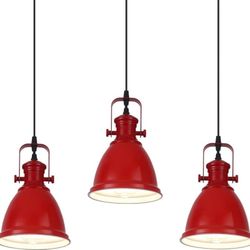 3 Pack RED Pendant Lights Kitchen Island, Vintage 6.5’’ Farmhouse