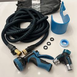 NEW Garden Hose 75 Feet Long Water Hose Nozzle Kit 