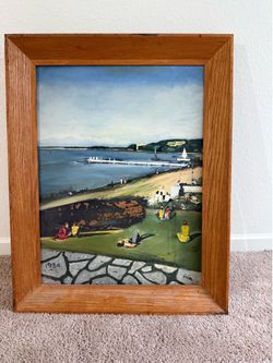 1934 Ethel Tucker Bermuda Coastal Landscape Oil Painting Framed Signed