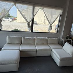 🔥Set of 6🔥Modern and comfortable oversized cloud cushioned sectional sofa without armrests with storage space, chenille fabric convertible freestyle