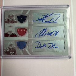 Donald Brown Colts, Chris Wells Cardinals & Knowshon Moreno Broncos Autographed Football Memorabilia Card. 2009 Topps 1 of 1