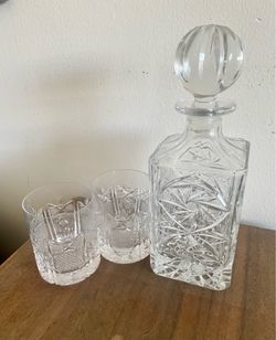 Croatian "Samobor" Crystal decanter + 2 glasses