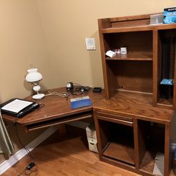 Corner Computer Stand  And Bookcase All Solid Wood Not Particle Board 