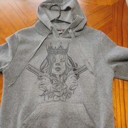 Dark Grey Hoodie With Black Design 