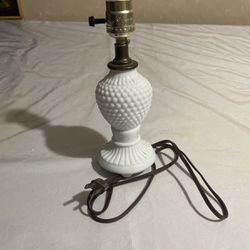 Vintage Hobnail White Milk Glass Table Lamp | Antique Lighting 