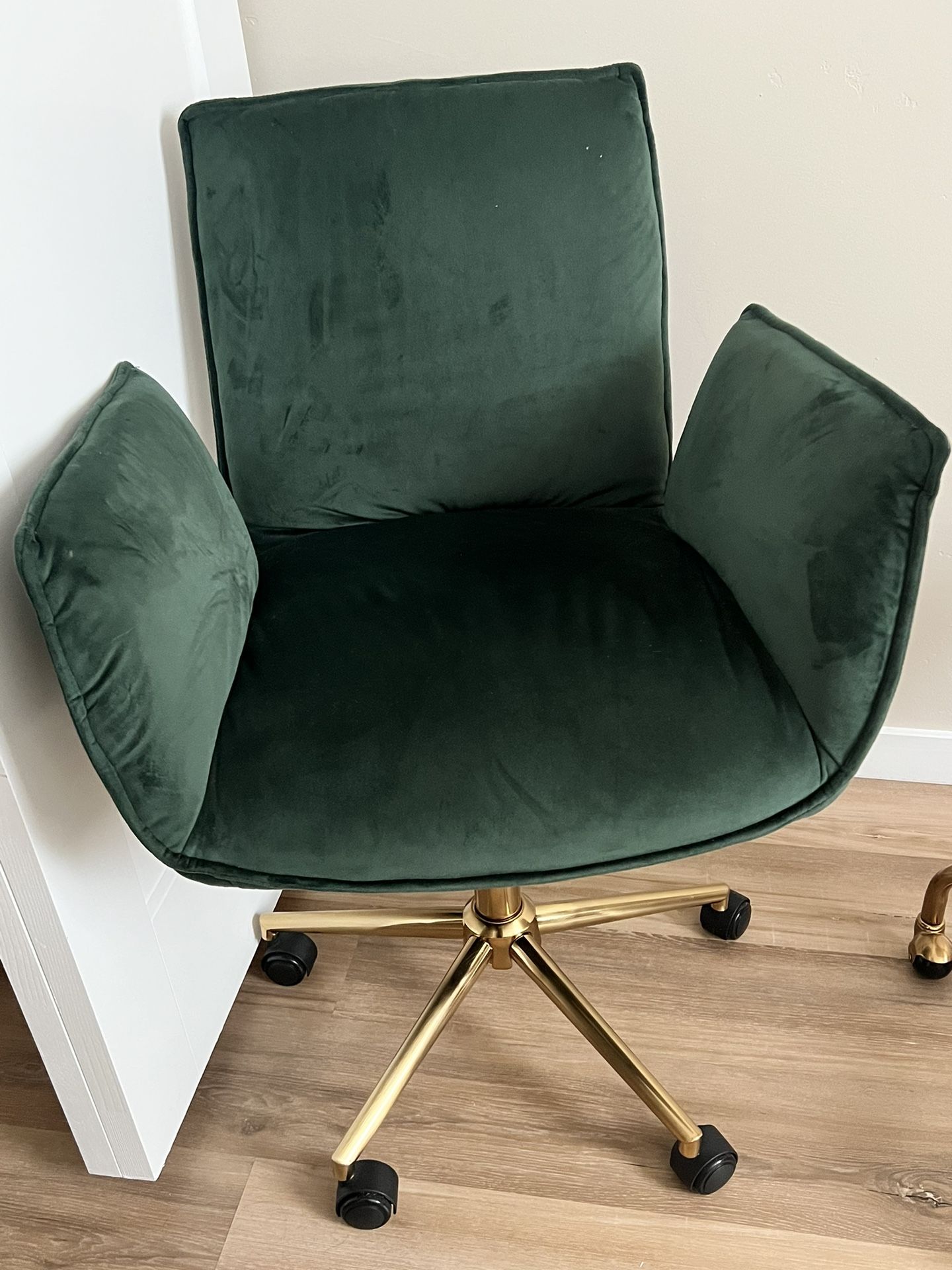 Green Velvet Rolling Desk Chair