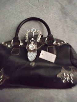 Dark Brown Western Style Leather Handbag NEW