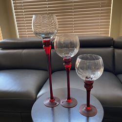 Set Of Glass Candle Holders 
