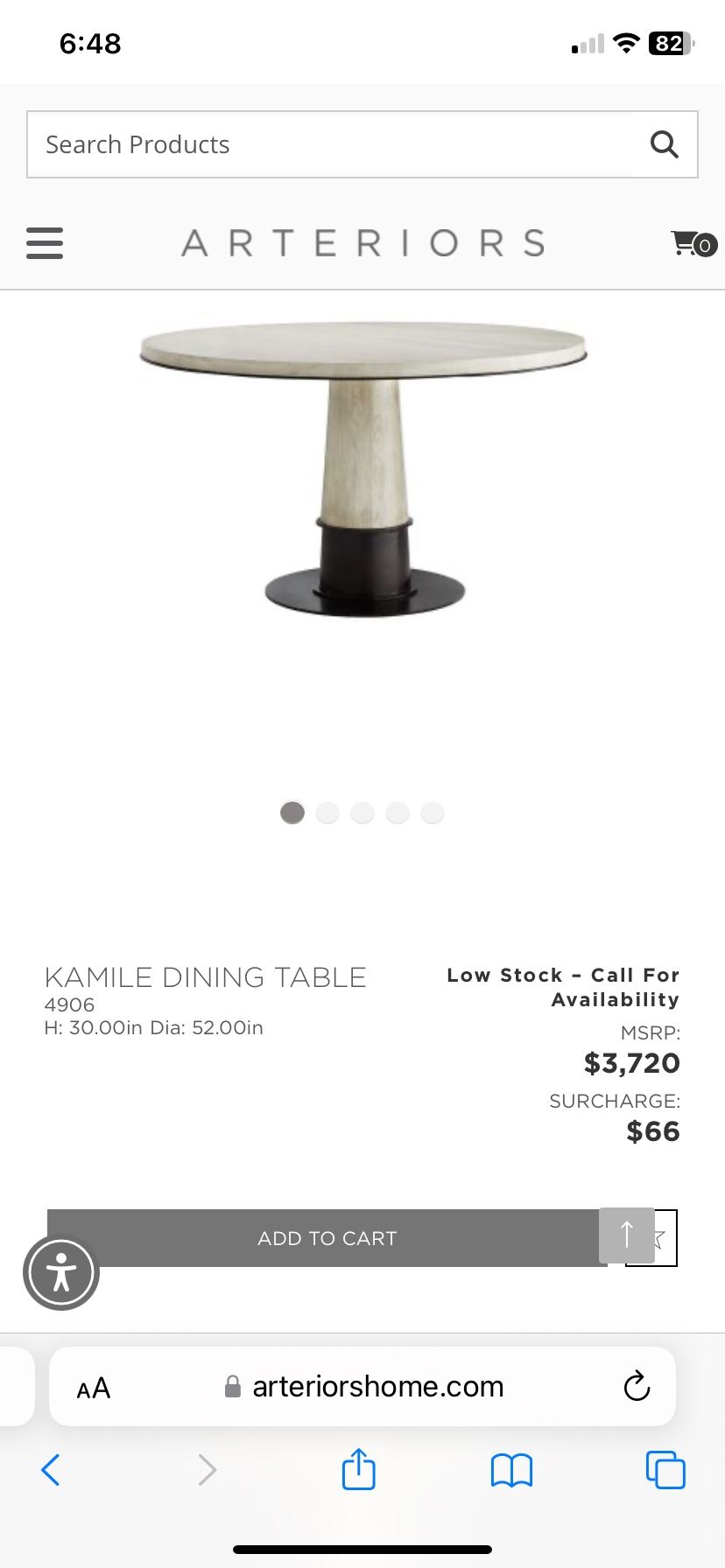 Round Kamile Dining Table By Arteriors .