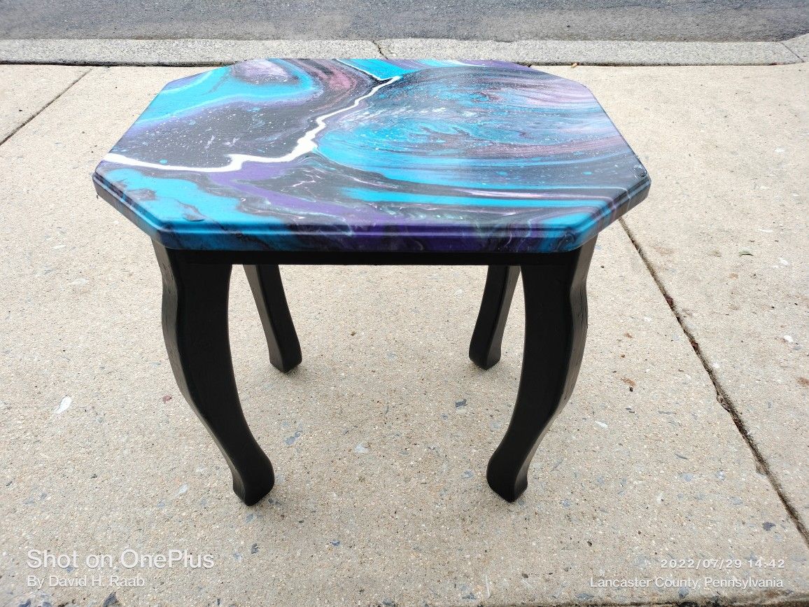 Solid Wood End Table Custom Painted. 