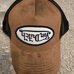 Von Dutch Brown Suede Trucker Hat – New & Rare Upside-Down Patch