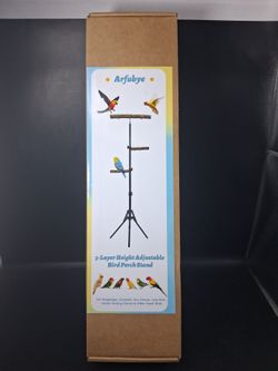 ARFUBYE 3 LAYER HEIGHT ADJUSTABLE BIRD PERCH STAND. NEW