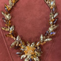Stunning  Crystal Statement Necklace, 80% Off