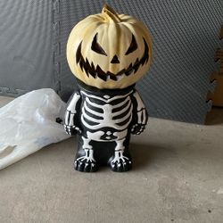 Halloween Skeleton Body And Light Up Jack O lantern Head