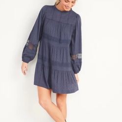 knee length dresses for ladies Long-Sleeve Jersey-Knit Mini Swing Dress for Women