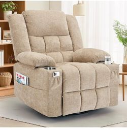 Open Box New - Large Recliner Swivel Rocking with Massage and Heat for Living Room Nursery
