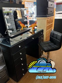 Black vanity desk with Diamond knobs dresser cajonera Comoda