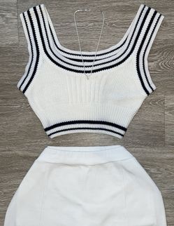 Cider White Knit Striped Tank Top