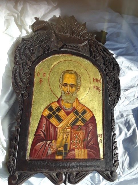 3 Antique Wooden Greek Orthodox Christian Icon Saints