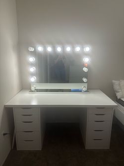 Large Vanity Mirror with Desk