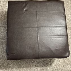 Luxury Large Faux Leather Storage Ottoman - Brown 
