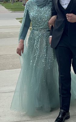 Beautiful Sage Beaded Gown