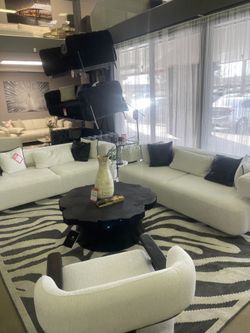 White & Black Oak Living Room Set / 3p