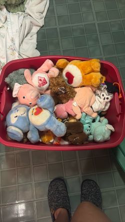 Old Care Bears, beanie babies, webkins