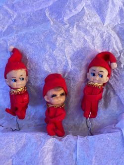 Vintage Christmas Elf Pixie Figurines Set of 3