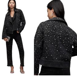 AllSaints Eve Studded Denim Jacket NEW