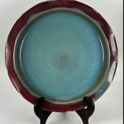 Chinese Song Dynasty Style Porcelain Ru Kiln Jun Type Blue & Purple Plate