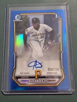 2026 Bowman Chrome Alexander Pio Auto Blue Refractor 1st Prospect #/150 Pirates