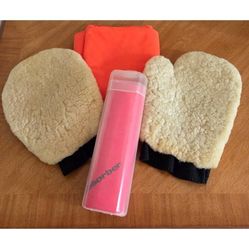 Natural Lambs Wool Car Wash Mitt & Glove Set w/ Chamois & Towel