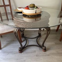 Dinning Room Table With Glass Top, No Chairs